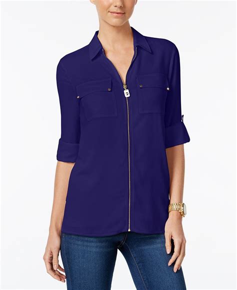 michael kors women front zip blouse